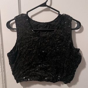 Vintage crop black sequin top